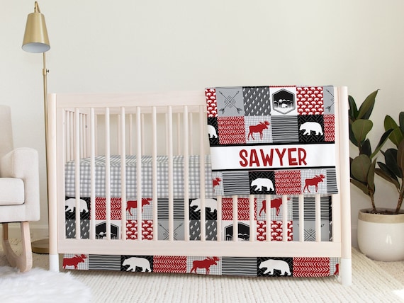 Red and grey nursery bedding hotsell