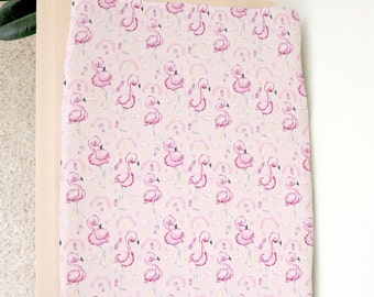 Flamingo Changing Pad Cover, Cotton Changing Pad Cover, Pink Changing Pad Cover, Baby Nursery Decor, Flamingo Nursery, Fairy Tale Decor