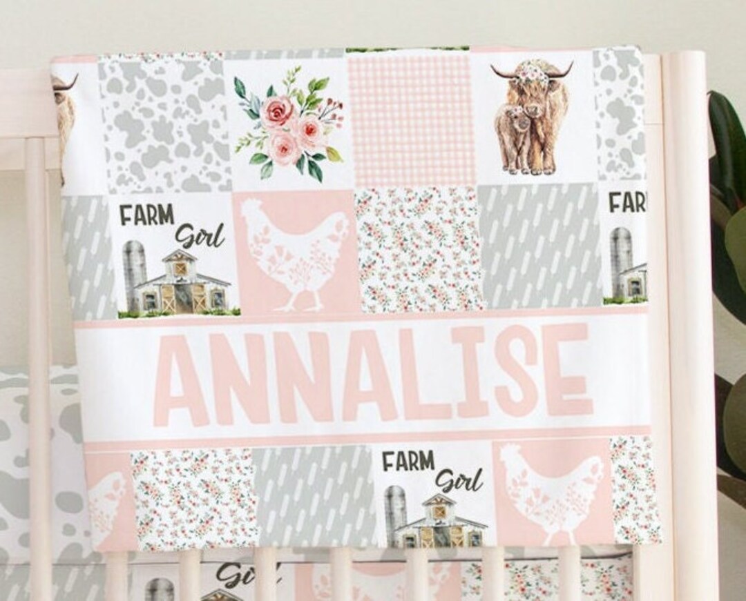 Highland Cow Nursery Girl, Farm Nursery, Farm Crib Bedding, Girl