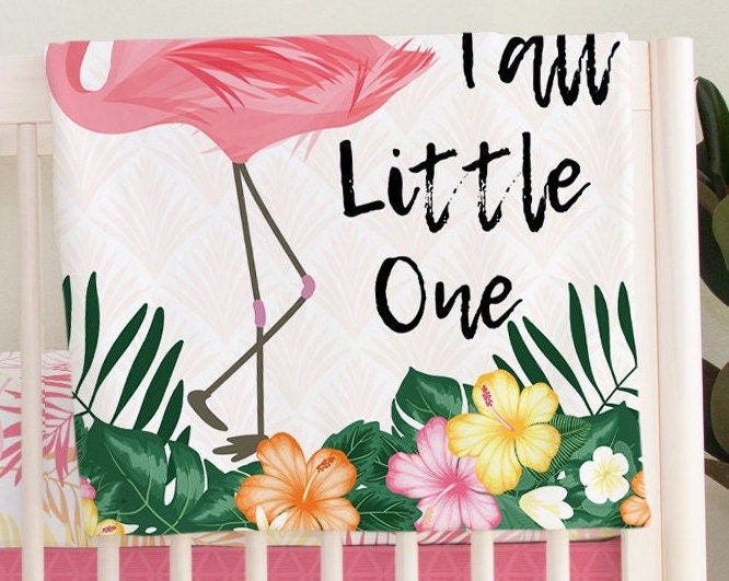 Flamingo Crib Bedding Pink and Green 