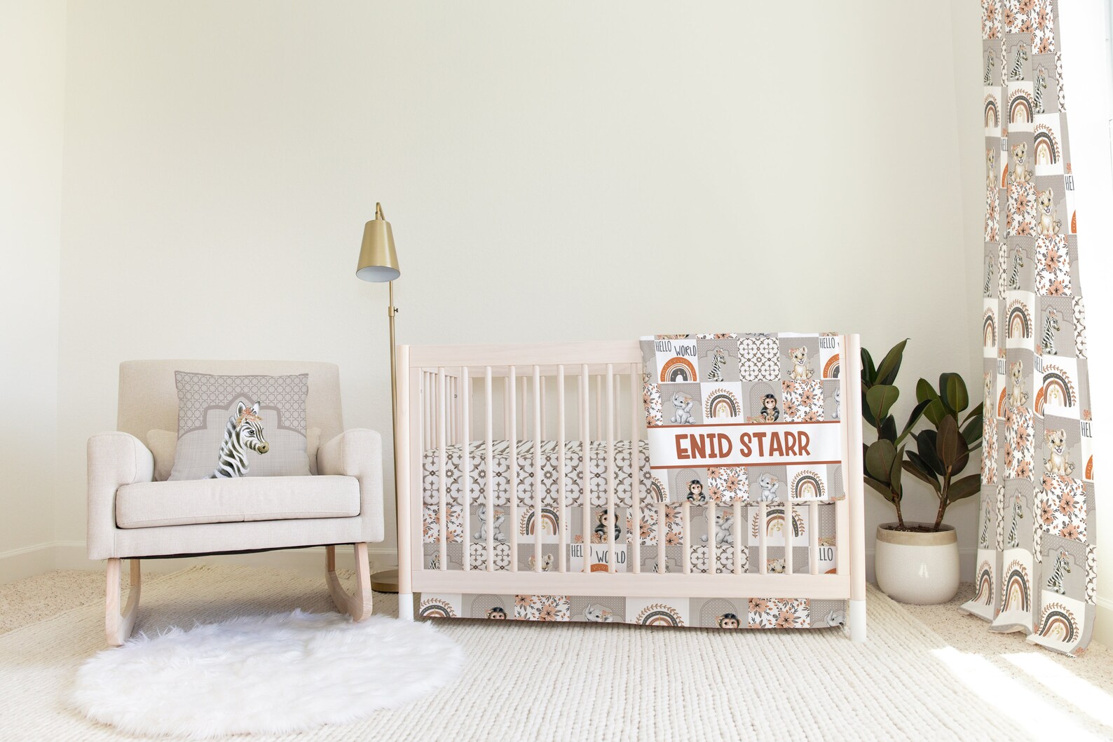 Boho Crib Bedding Set Boho Safari Nursery Decor Blush Crib Etsy