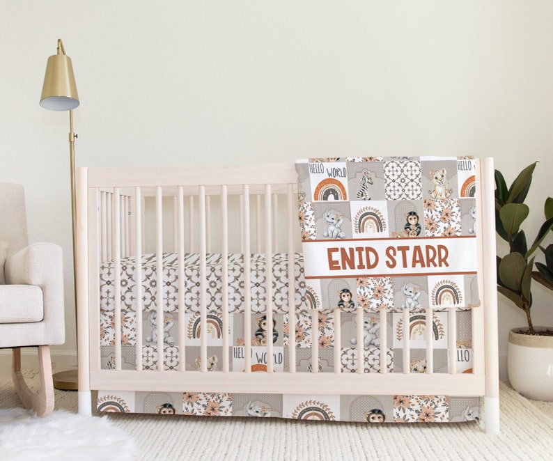 Boho Crib Bedding Set Boho Safari Nursery Decor Blush Crib Etsy