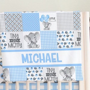 Elephant Crib Bedding Set, Baby Nursery, Blue Baby Bedding, Personalized Baby Quilt, Elephant Nursery, Elephant Crib Sheet