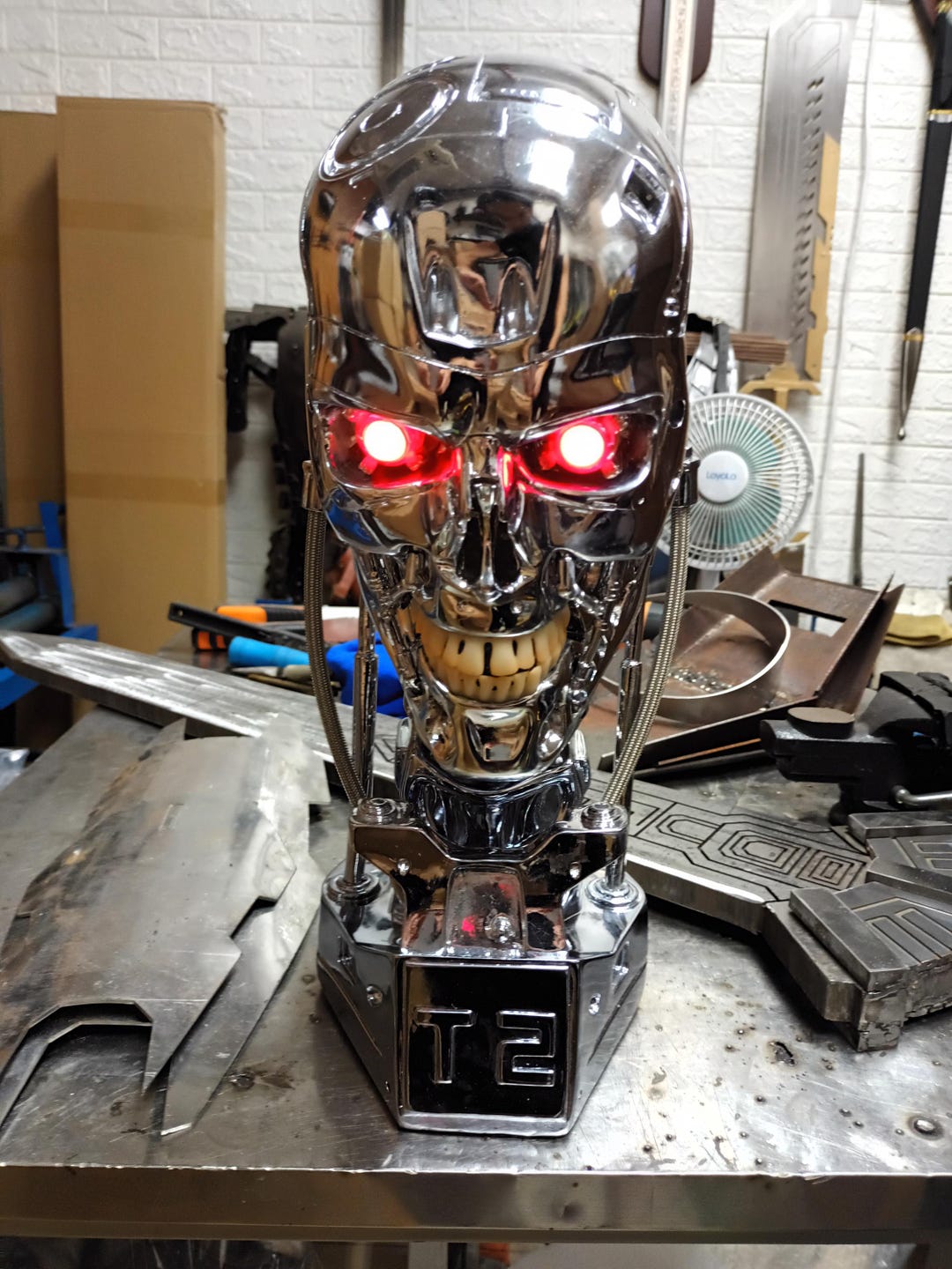 3d Print LED Terminator Head T800 T2 Bust Head Cosplay Prop