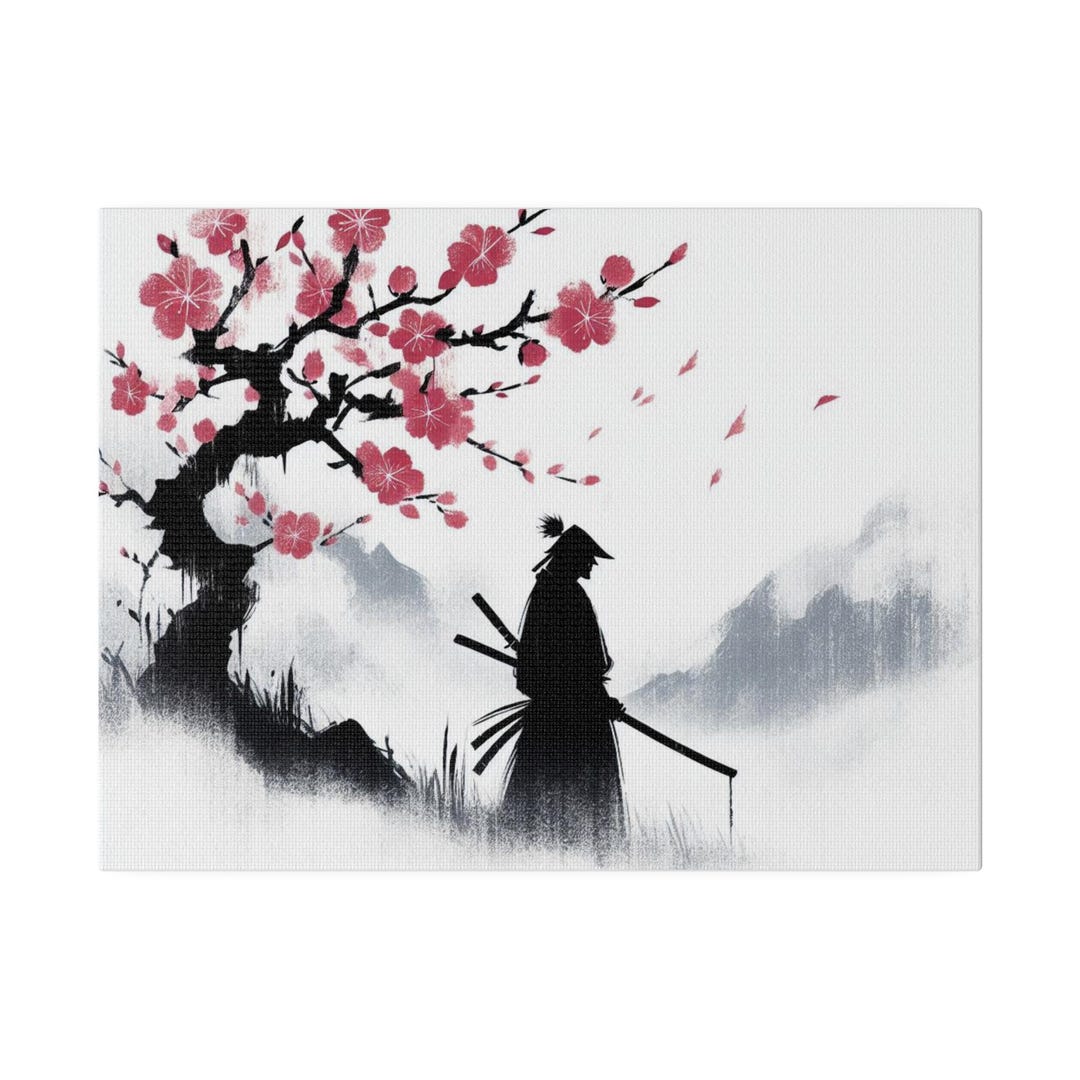Canvas Art, Samurai Silhouette Cherry Blossom Tree Peaceful, Calming ...