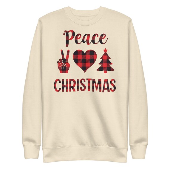 Peace Love Christmas Sweatshirt: Unisex Cotton-Blend Fleece