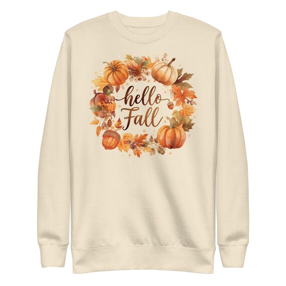 Hello Fall Unisex Fleece Sweatshirt: Cotton Blend