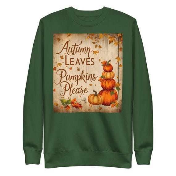 Autumn Leaves & Pumpkins Sweatshirt: Unisex Cotton-Blend Fleece