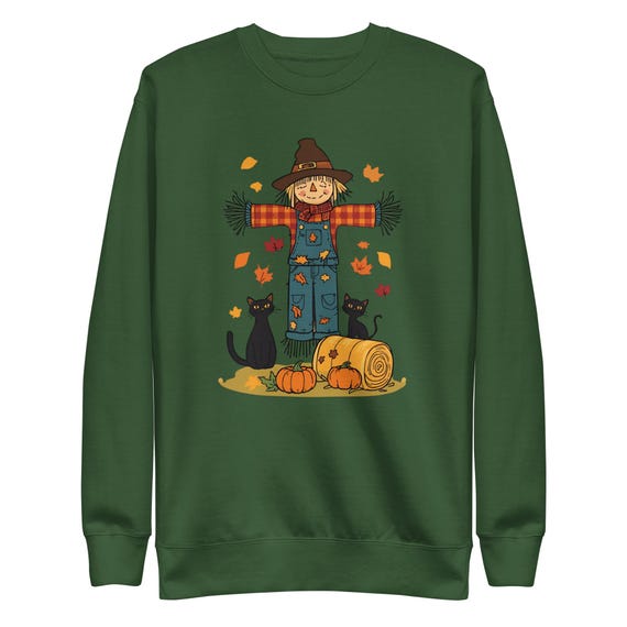 Fall Scarecrow and Black Cats Unisex Premium Sweatshirt