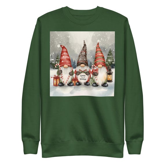Gnome Holiday Sweatshirt: Unisex Cotton-Blend Fleece Sweater