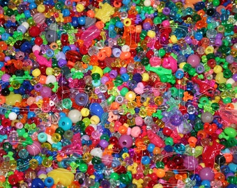 Acrylic Bead Soup Mix  * One Half Pound - 8oz.*  Lots of Variety in shapes, sizes, and colors many unique shapes!!