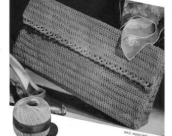 Crocheted Handbag - 1940s Vintage Crochet Pattern Digitally Restored PDF e-Book - Instant Download