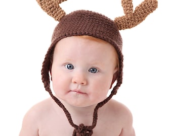 Cute Reindeer Hat  Crochet Pattern -  Instant Download DIY Do It Yourself Crochet Pattern