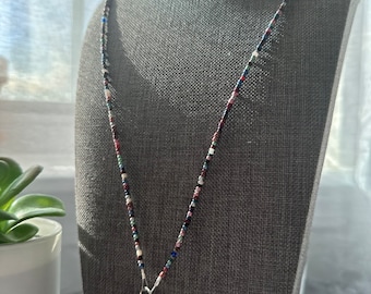Vintage Flannel Satin Dusty Rose Sage Blue Cozy BoHo Seed Bead Beaded Id Badge Lanyard Lightweight Card Holder Nurse Teacher trending