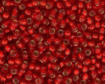 40g Transparent Red Silver Lined Seed Beads 8/0 Round Glass Loose Beads for Jewelry or Lure Making Bead Weaving Embroidery DIY Crafts