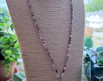 Roll Tide Crimson Beaded Lanyard Badge ID Card Holder Necklace School College Sports Fan Football Custom School Colors BoHo Minimalist