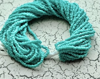 Green Turquoise Charlotte Cut Glass Seed Beads 13/0 – One Hank |Jewelry Making, Bead Weaving, Embroidery Supplies