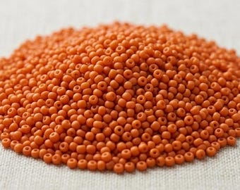 Opaque Orange Glass Seed Beads Size 8/0 | 50 Grams Orange Rocaille Beads for Jewelry Making, Beadwork Crochet Weaving Embroidery DIY Crafts