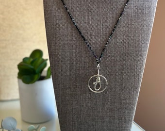 Midnight Black Breakaway Clasp Handmade Beaded Minimalist Lanyard ID Badge Card Holder Necklace BoHo Trendy Unique Gift Teacher Vendor Vet