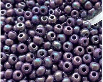 Purple Op AB Seed Beads Size 6/0 | 15 Grams Glass Rocaille Beads with Aurora Borealis Finish for Jewelry Making & Crafts