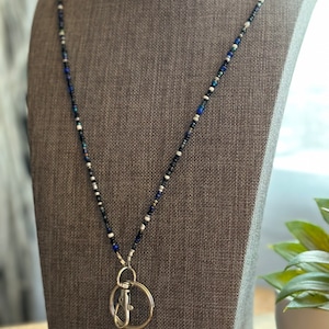 Starry Night Black Seed Bead Handmade Beaded Id Badge Lanyard Lightweight Card Holder BoHo Necklace Trending Teacher Vendor Nurse Vaca Gift