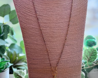 Butterscotch Gold BoHo Seed Bead Beaded Id Badge Card Holder Lanyard Lightweight Teacher Nurse Staff Trending Popular Necklace Vintage Gift