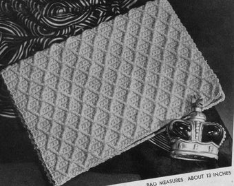 Handbag Clutch - 1940s Vintage Crochet Pattern Digitally Restored PDF e-Book - Instant Download