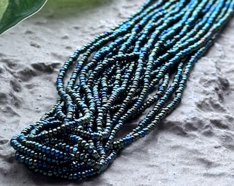 Green Iris Charlotte Cut Seed Beads 13/0 – Glass Hank | Iridescent Green Beads for Jewelry Making, Bead Weaving, Embroidery