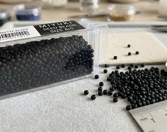 Miyuki Delica 8/0 Matte Black DBL0310 | 15g Bulk Pack | Japanese Cylinder Loose Seed Beads for Precision Bead Weaving and Loom Work