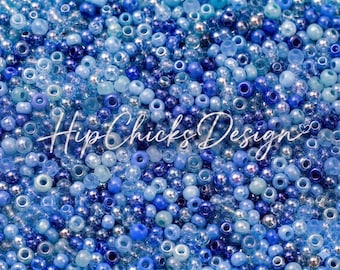 Blue and Purple Glass Seed Beads Size 11/0 #11 2mm  Miyuki Round Rocaille Jewelry DIY Craft Supplies Waist Beads 10 grams Loose Seed Beads