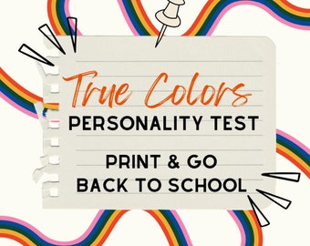 True Colors Personality Test Instant Download Graphic Art Teacher Class Classroom Student Teaching Tool Grade 6 7 8 9 10 11 12