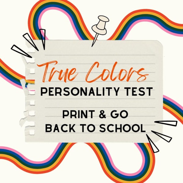 True Colors Personality Test Instant Download Graphic Art Teacher Class Classroom Student Teaching Tool Grade 6 7 8 9 10 11 12