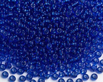 41g Transparent Cobalt Blue Seed Beads, 8/0 Round Glass Beads, High-Quality Loose Beads for Jewelry Making, Bead Weaving, and DIY Crafts
