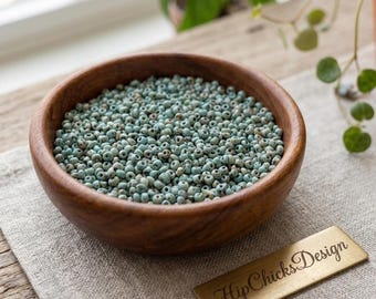 11/0 Seed Beads Painted Turquoise Picasso 2mm Loose Glass Seed Bead for Jewelry Making Bead Weaving Embroidery Boho Aqua Teal Earthy 10g