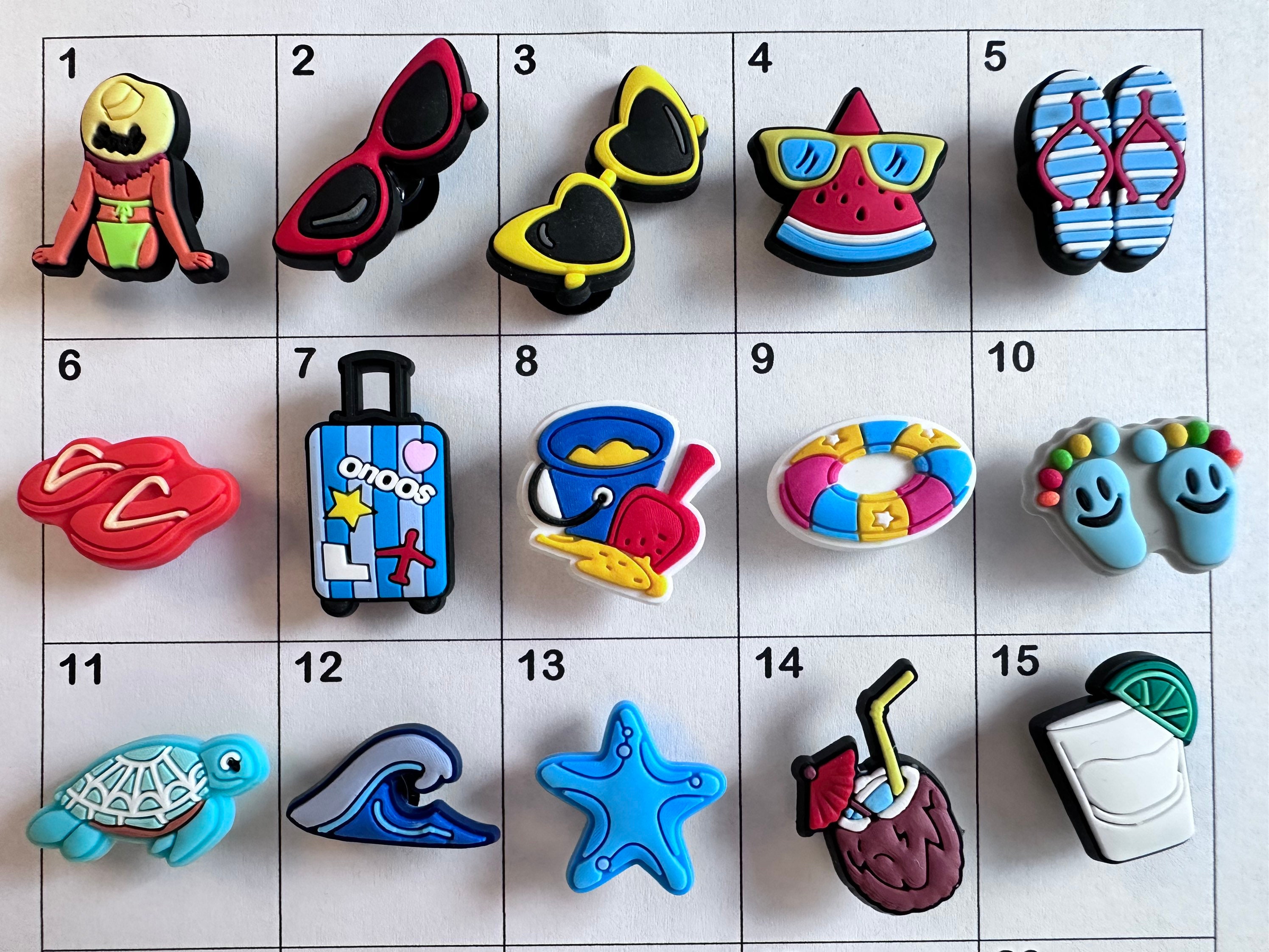 Croc Charm Pin Badge Cute 30 Designs Popular Phrases Flower Blue