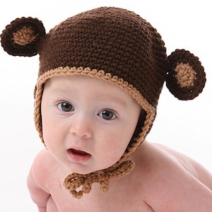 Cute Monkey Hat  Crochet Pattern -  Instant Download