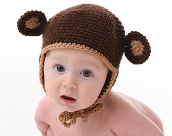 Cute Monkey Hat  Crochet Pattern -  Instant Download
