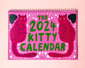 2024 Kitty Calendar | 2024 Wall Calendar | Cat Calendar | 2024 Wall Planner