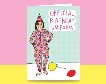 Birthday Card - Official Birthday Uniform | Cat Lover Card