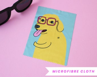 Microfibre Cloth - Glasses Dog | Glasses Cleaning Cloth | Eye Glasses Cleaning Cloth | Glasses Cleaner | Gift For A Dog Lover