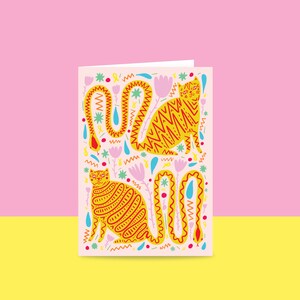 Greeting Card - Cat Snake Tail | Non Occasion Card | Art Card | Cute Cat Card | Card For Cat Lover | Blank Inside