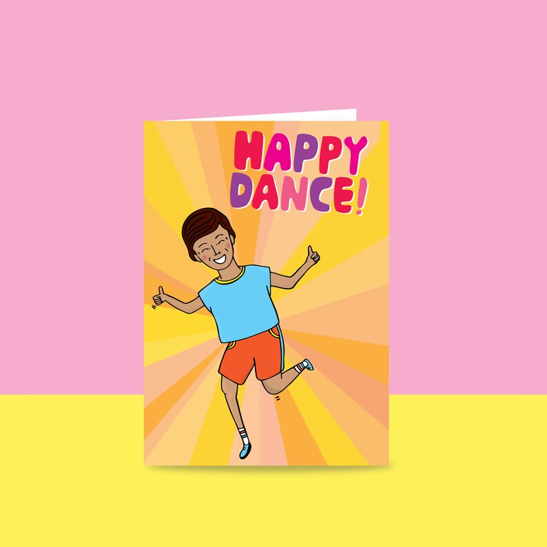 Greeting Card Happy Dance Congratulations card Well Done Best Wishes image 1