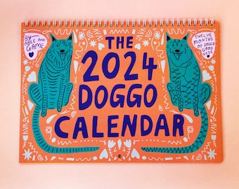 2024 Doggo Calendar | 2024 Wall Calendar | Dog Calendar | 2024 Wall Planner
