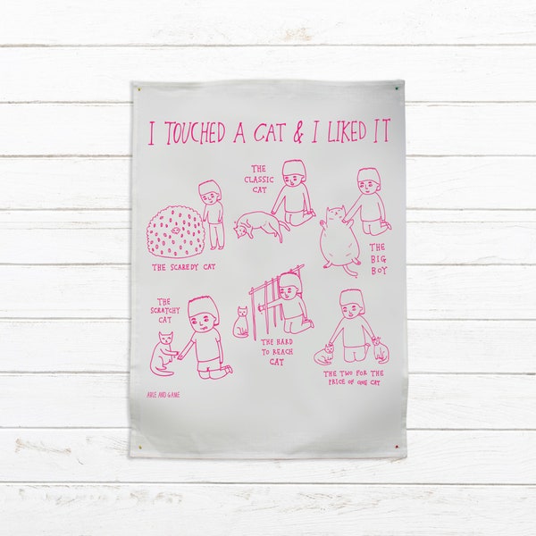 Tea Towel - I touched a cat and I liked it | Linen Kitchen Towel | Cat Gift | Designer Tea Towel | Dish Towel | Funny Cat Gift | Kitchen Art