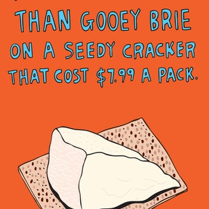 Greeting Card You're Better Than Gooey Brie On A Seedy Cracker That Cost 7.99 A Pack Greeting Card For Cheese Lover Funny Cheese Card image 3