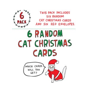 6 Pack Of Random Christmas CAT Cards