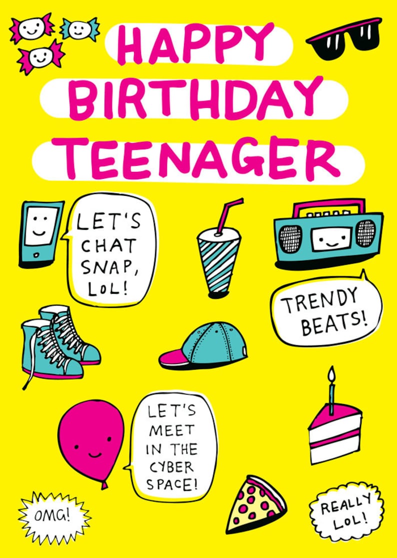 Birthday Card Happy Birthday Teenager Etsy
