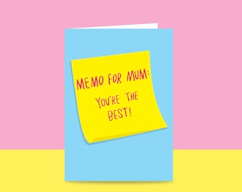 Greeting Card - Memo For Mum: You're The Best! | Mother's Day Card | Card For Mum