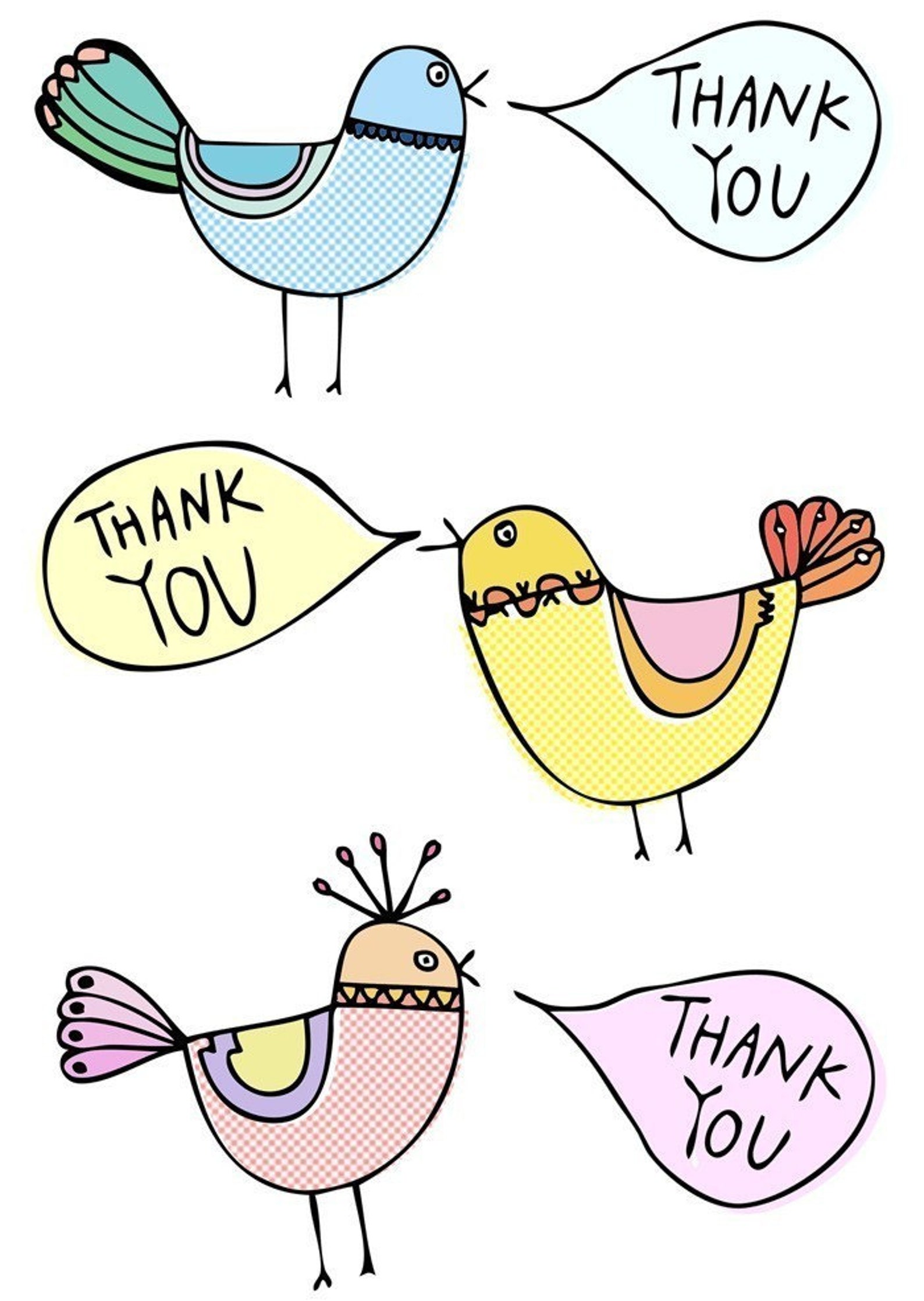 Thank You Card Birds - Etsy
