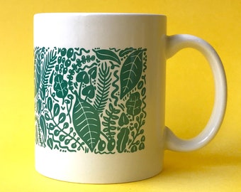 Mug - Leafy Green | Coffee Mug | Cup | Drinking Cup | Pretty Mug | Plant Mug